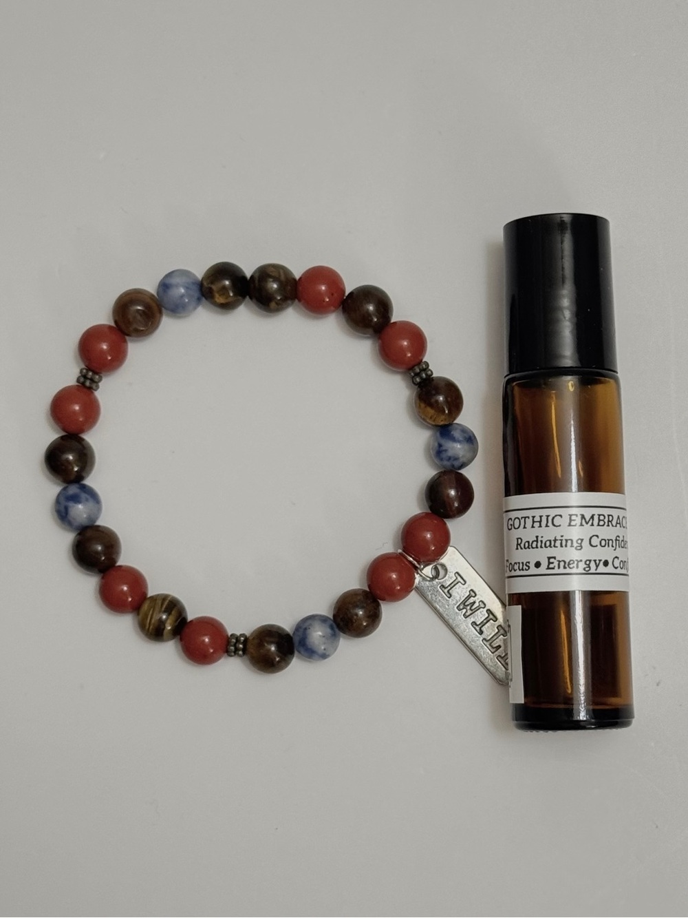 Hand Crafted Radiating Confidence Oil & Bracelet Set Tiger Eye Jasper Sodalite - Picture 4 of 5